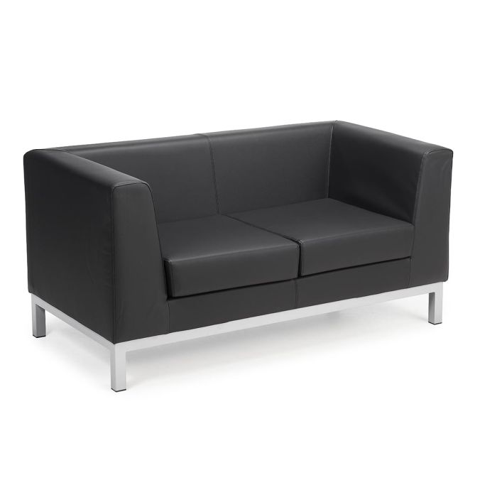 Alano-sohva, 2-istuttava, musta keinonahka