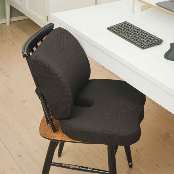 Selkätuki + istuintyyny, ergonomiasetti Stoo® Soft, musta