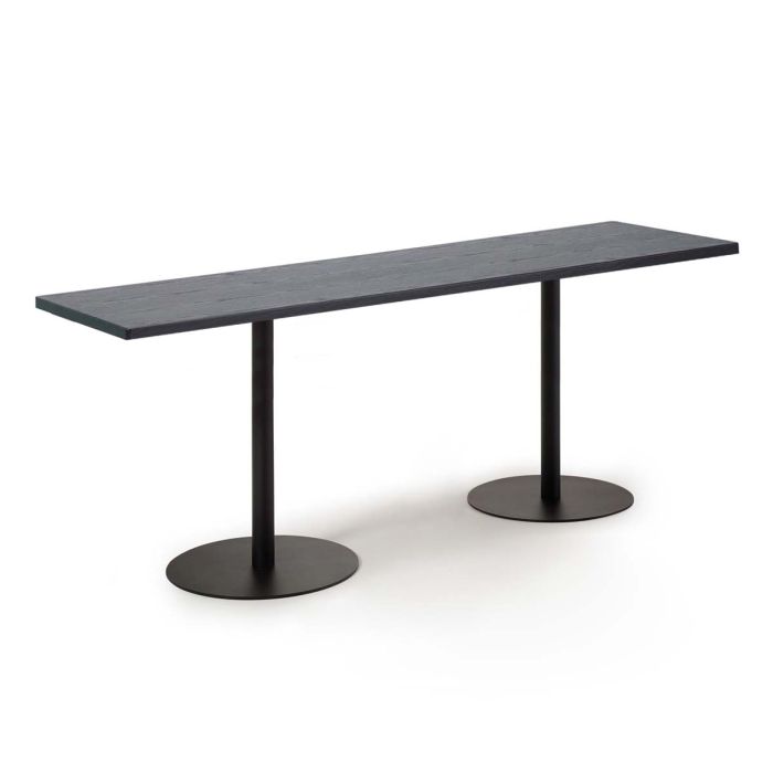 Pro-baaripöytä 2100x600 mm, mustat jalat, musta puusyy taso