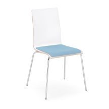 Sara-tuoli valkoinen, sininen istuin