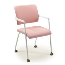 2ME-tuoli pyörillä, vaaleanpunainen, valk. runko